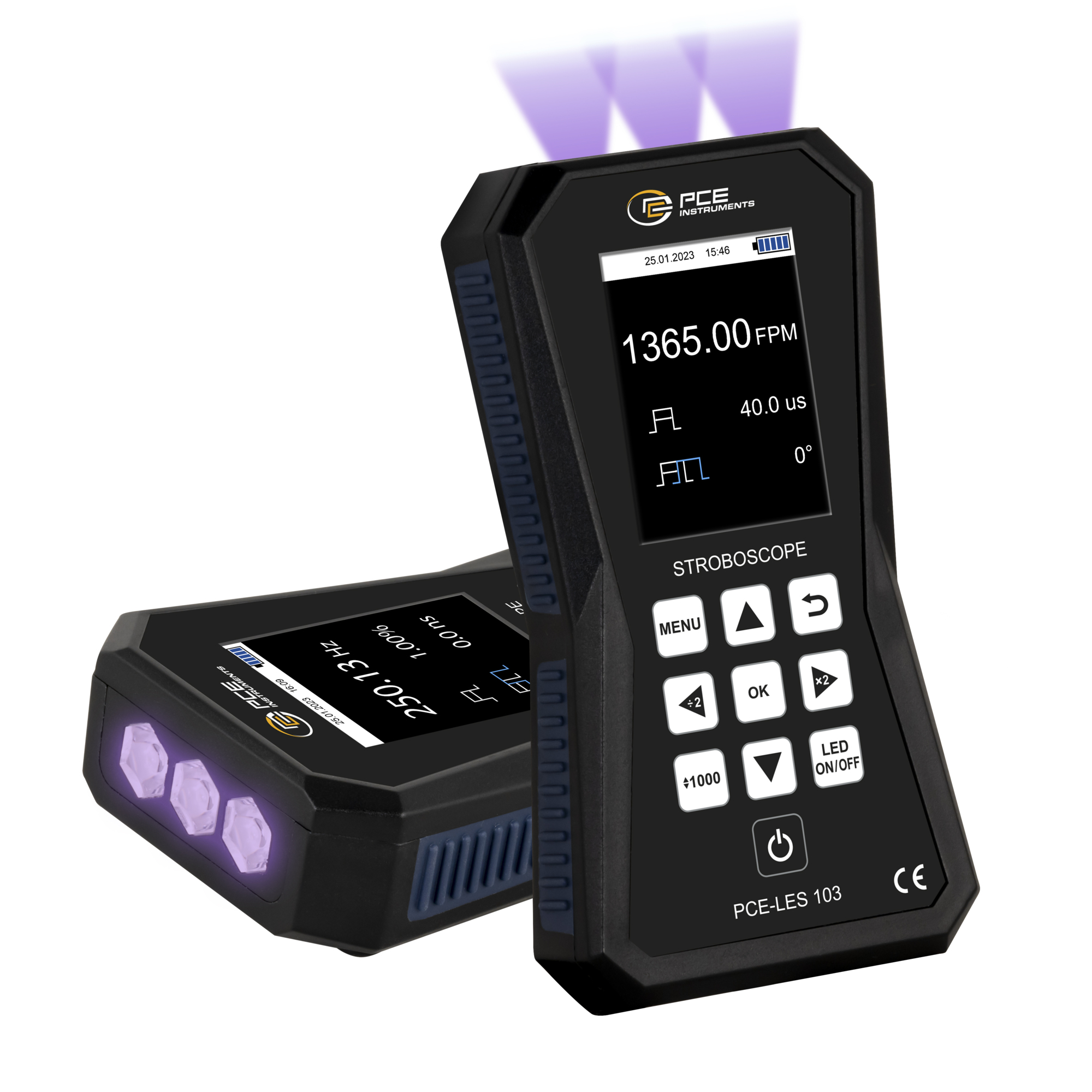 PCE UV Stroboscope — 22 ?W/cm² Light Intensity, 3 UVA High-Power LEDs, Model# PCE-LES 103UV-365